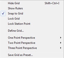 Perspective grid menüü Perspective grid menüü
